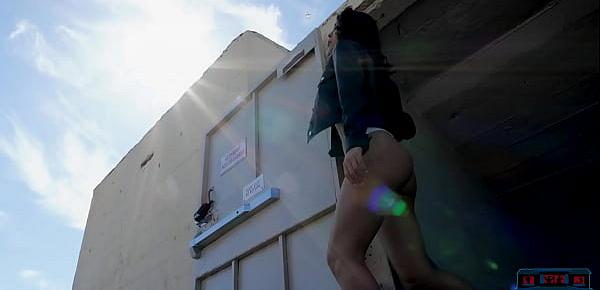  Hot big boobs latina Divina Almeraz public rooftop striptease